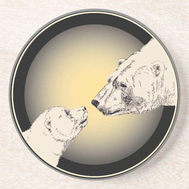 Polar Bear Art Coasters Bear & Cub Coaster (Front)