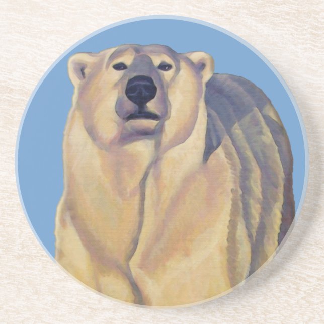 Polar Bear Art Coasters Wildlife Art Bear Coaster (Front)