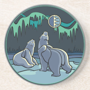 Polar Bear Art Gifts Native Art Wildlife Coasters