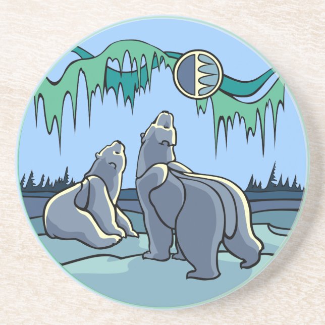 Polar Bear Art Gifts Native Art Wildlife Coasters (Front)