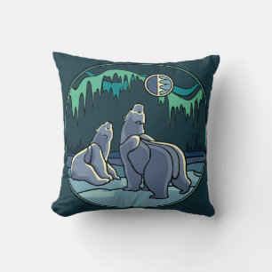 Polar Bear Art Pillow Mother w. Baby Bears Pillow