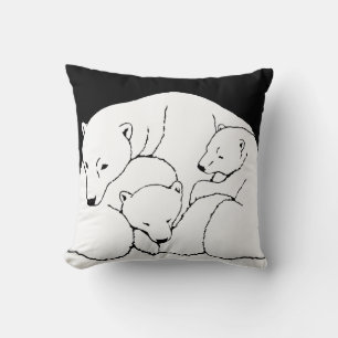 Polar Bear Art Pillow Mother w. Baby Bears Pillow
