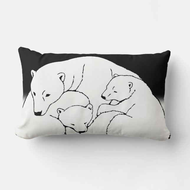 Polar Bear Art Pillow Mother w. Baby Bears Pillow (Front)