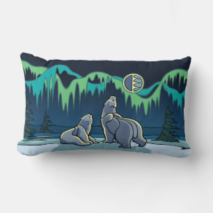 Polar Bear Art Pillow Mother w. Cub Bears Pillow