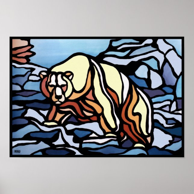 Polar Bear Art Poster Print First Nation Wildlife (Front)
