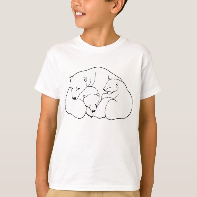 Polar Bear Art T-shirt Kid's Baby Bear Shirts (Front)