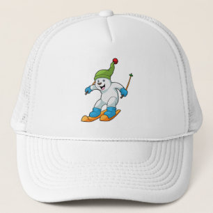 Polar bear as Skier with Ski & Bobble hat