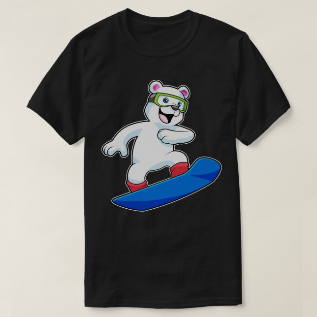 Polar bear as Snowboarder with Snowboard 1 T-Shirt (Design Front)