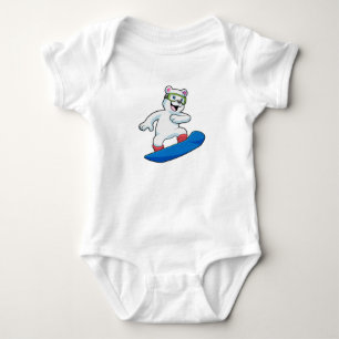 Polar bear as Snowboarder with Snowboard Baby Bodysuit
