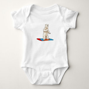 Polar bear as Snowboarder with Snowboard Baby Bodysuit
