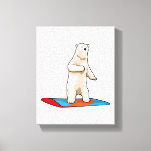 Polar bear as Snowboarder with Snowboard Canvas Print