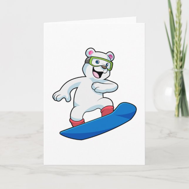 Polar bear as Snowboarder with Snowboard Card (Front)