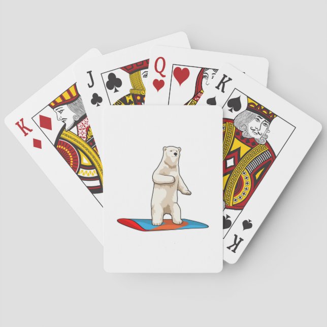 Polar bear as Snowboarder with Snowboard Playing Cards (Back)