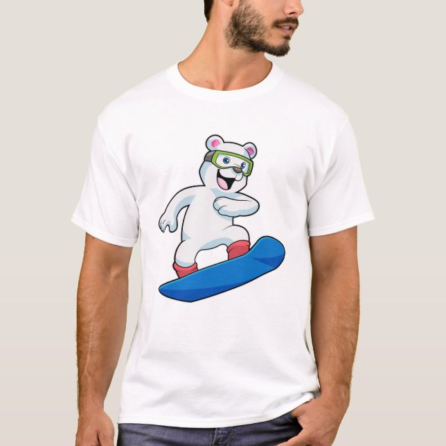 Polar bear as Snowboarder with Snowboard T-Shirt (Front)