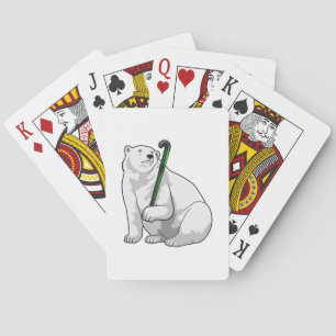 Polar bear at Hockey with Hockey stick Playing Cards