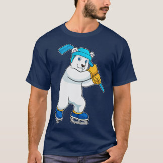 Polar bear at Ice hockey with Ice hockey stick T-Shirt