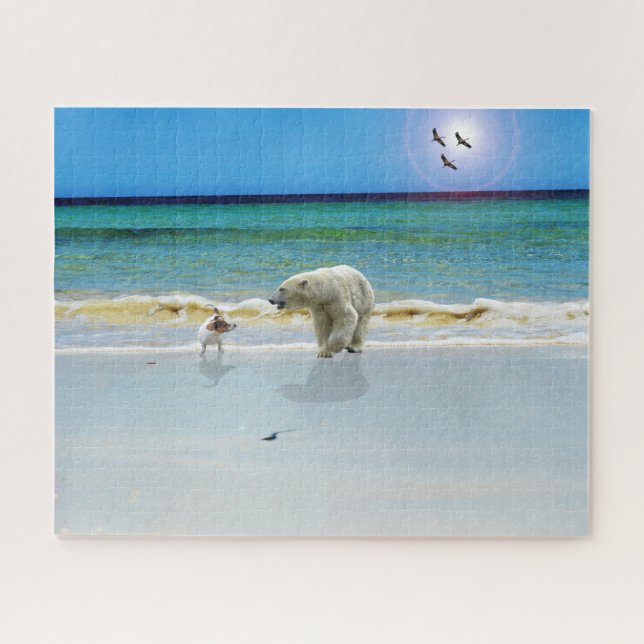Polar Bear At The Beach, Jigsaw Puzzle (Horizontal)