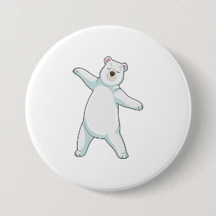 Polar bear at Yoga Fitness in Standing 3 Inch Round Button