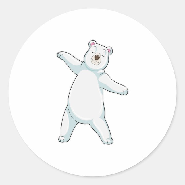 Polar bear at Yoga Fitness in Standing Classic Round Sticker (Front)