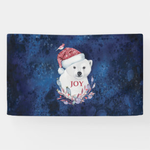 Polar Bear Baby Hat Bird Christmas Joy Banner