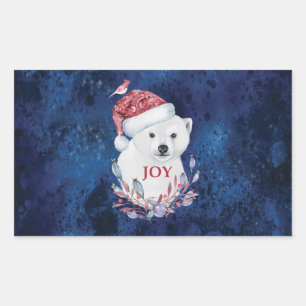 Polar Bear Baby Hat Bird Christmas Joy Sticker