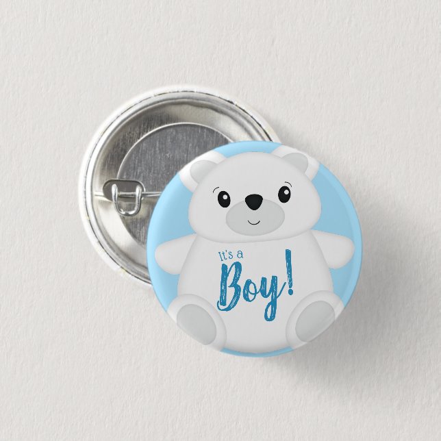 Polar Bear Baby Shower 1 Inch Round Button (Front & Back)