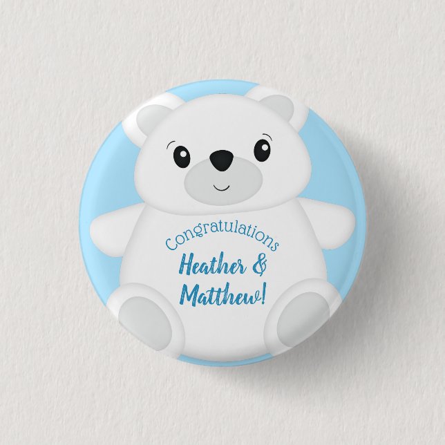 Polar Bear Baby Shower 1 Inch Round Button (Front)