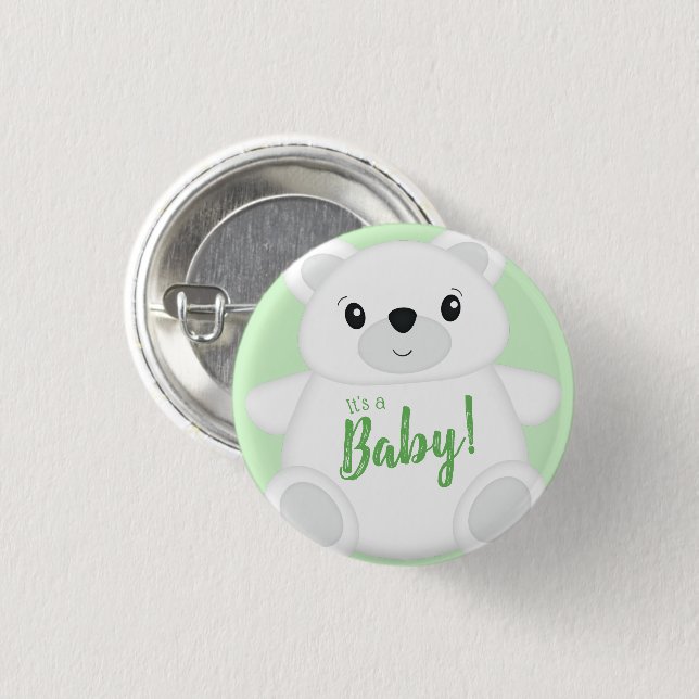 Polar Bear Baby Shower 1 Inch Round Button (Front & Back)