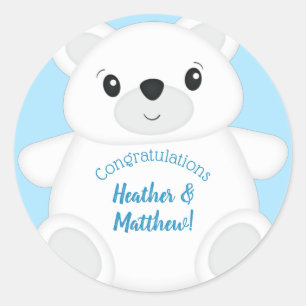 Polar Bear Baby Shower Classic Round Sticker