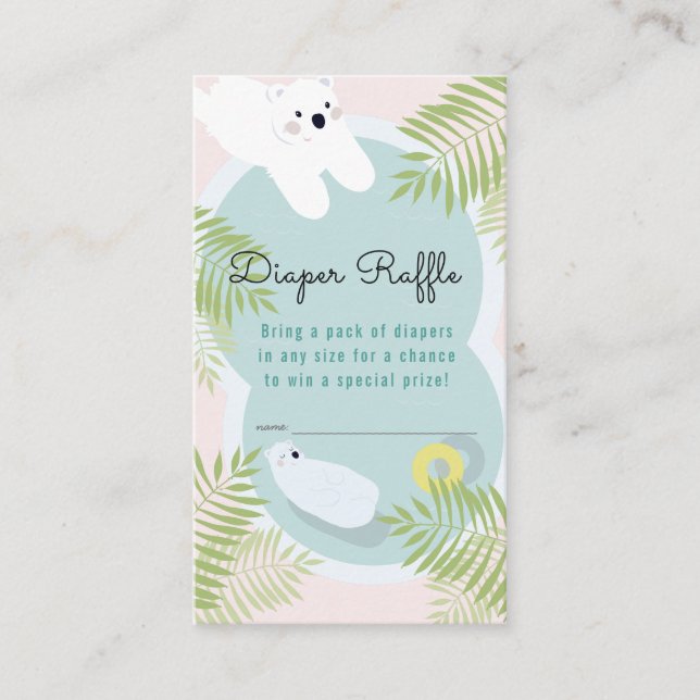 Polar Bear Baby Shower Diaper Raffle Ticket Enclosure Card (Front)