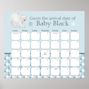 Polar Bear Baby Shower Guess The Due Date Poster