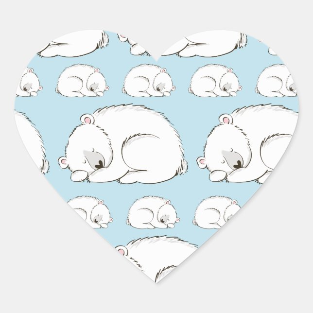 Polar Bear Baby Shower Heart Sticker (Front)