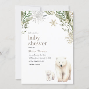 Polar Bear Baby Shower  Invitation