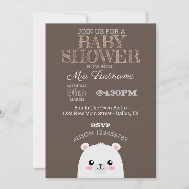 Polar Bear Baby Shower Invitation (Front)