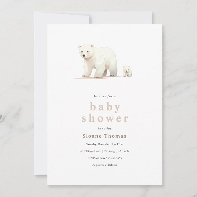 Polar Bear Baby Shower  Invitation (Front)