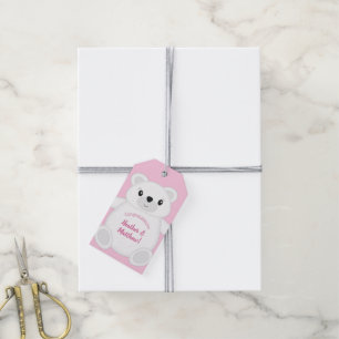 Polar Bear Baby Shower Pink Gift Tags