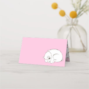 Polar Bear Baby Shower Pink Girl Place Card