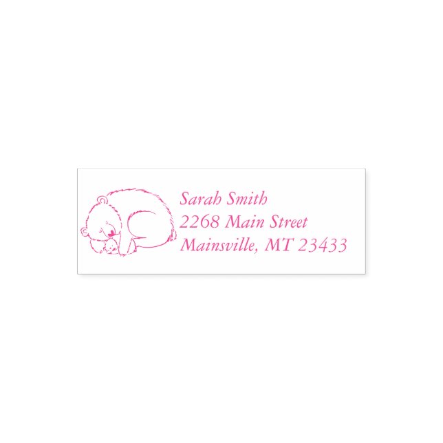 Polar Bear Baby Shower Pink Girl Self-inking Stamp (Design)