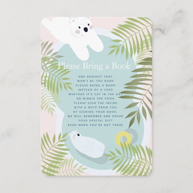 Polar Bear Baby Shower Please Bring a Book Card (Front)