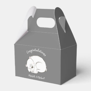 Polar Bear Baby Shower Winter Grey Gender Neutral Favor Box