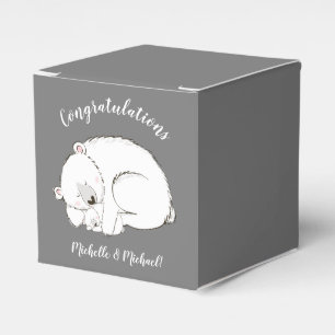 Polar Bear Baby Shower Winter Grey Gender Neutral Favor Box