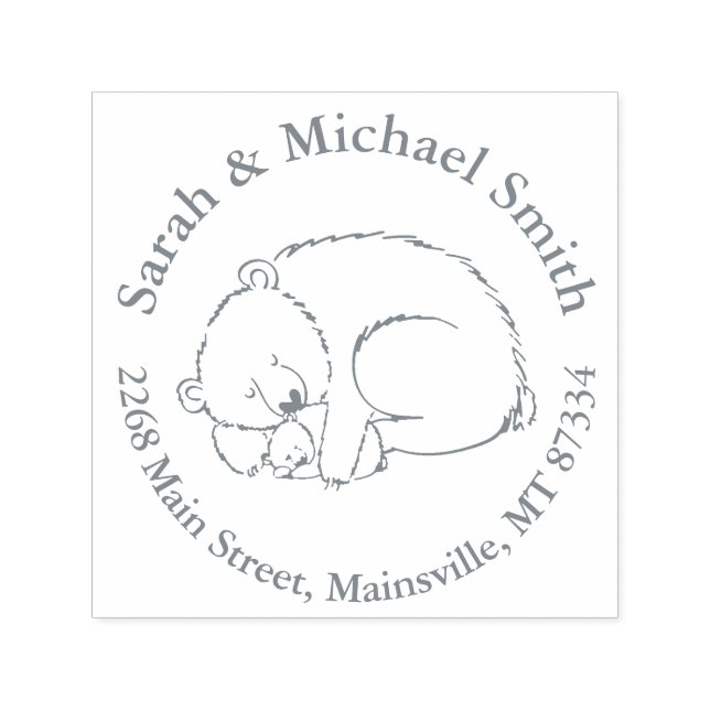 Polar Bear Baby Shower Winter Grey Gender Neutral Self-inking Stamp (Design)