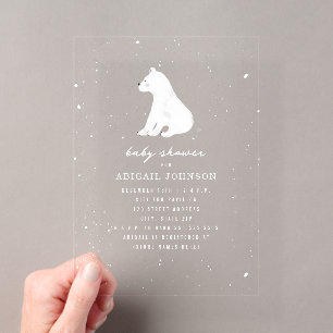 Polar Bear Baby Shower Winter Snow Neutral Acrylic Invitations