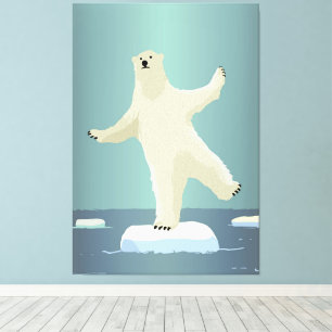 Polar Bear Balancing on Iceberg Artwork Canvas Print