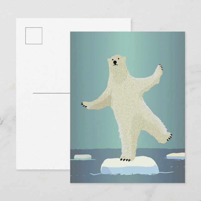 Polar Bear Balancing on Iceberg Artwork Postcard (Front/Back)