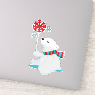 Polar Bear, Bear With Scarf, Cute Bear, Snowflakes