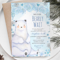 Polar Bear Bearly Wait Mountain Blue Baby Shower