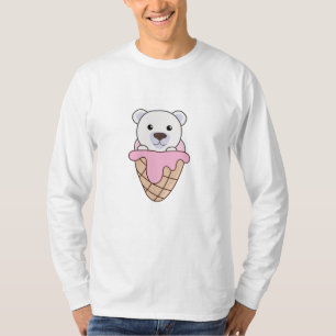 Polar Bear Bears Pink Ice Cream Waffle Cute T-Shirt