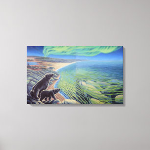 Polar Bear & Beluga Whales Painting Canvas Print