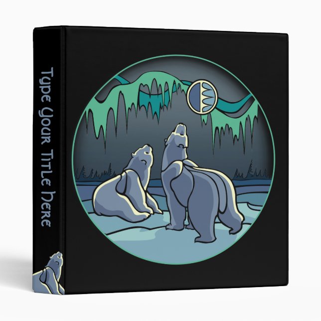 Polar Bear Binder Custom Cute Bear Art Photo Album (Front/Spine)